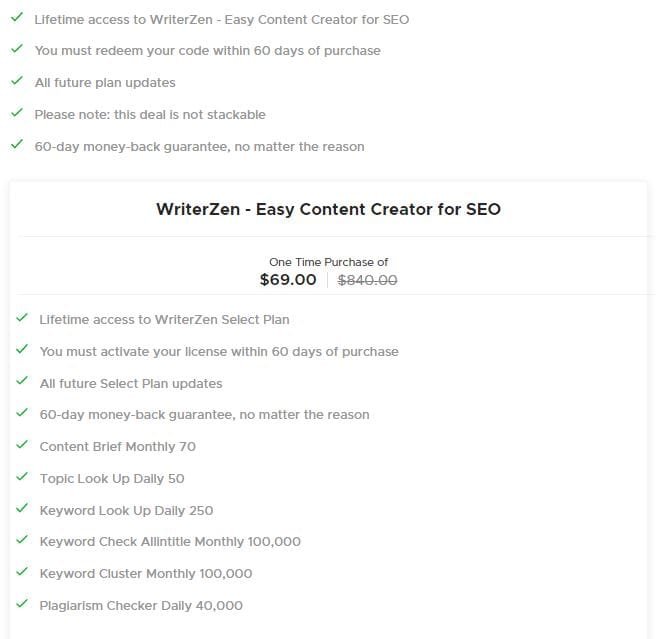 Writerzen Lifetime Appsumo Plan