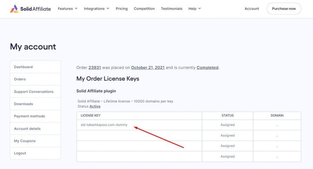 Solid Affiliate License Key Installation